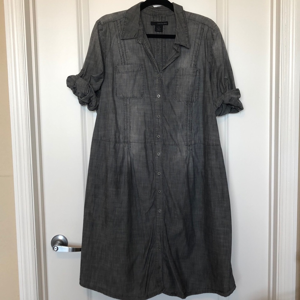Calvin Klein Distressed Gray Shift Dress